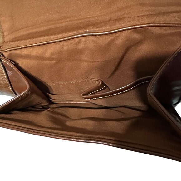 Giani Bernini brown distressed leather multi compartment crossbody purse - Picture 3 of 12